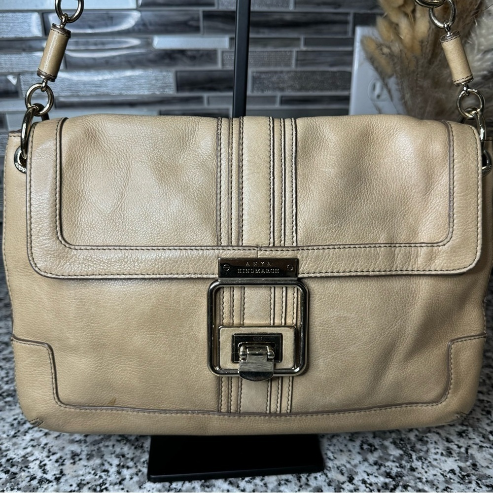Anya Hindmarch Vintage Tan & Gold Leather Shoulder Bag